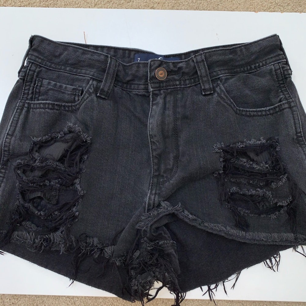 Distressed high rise shorts